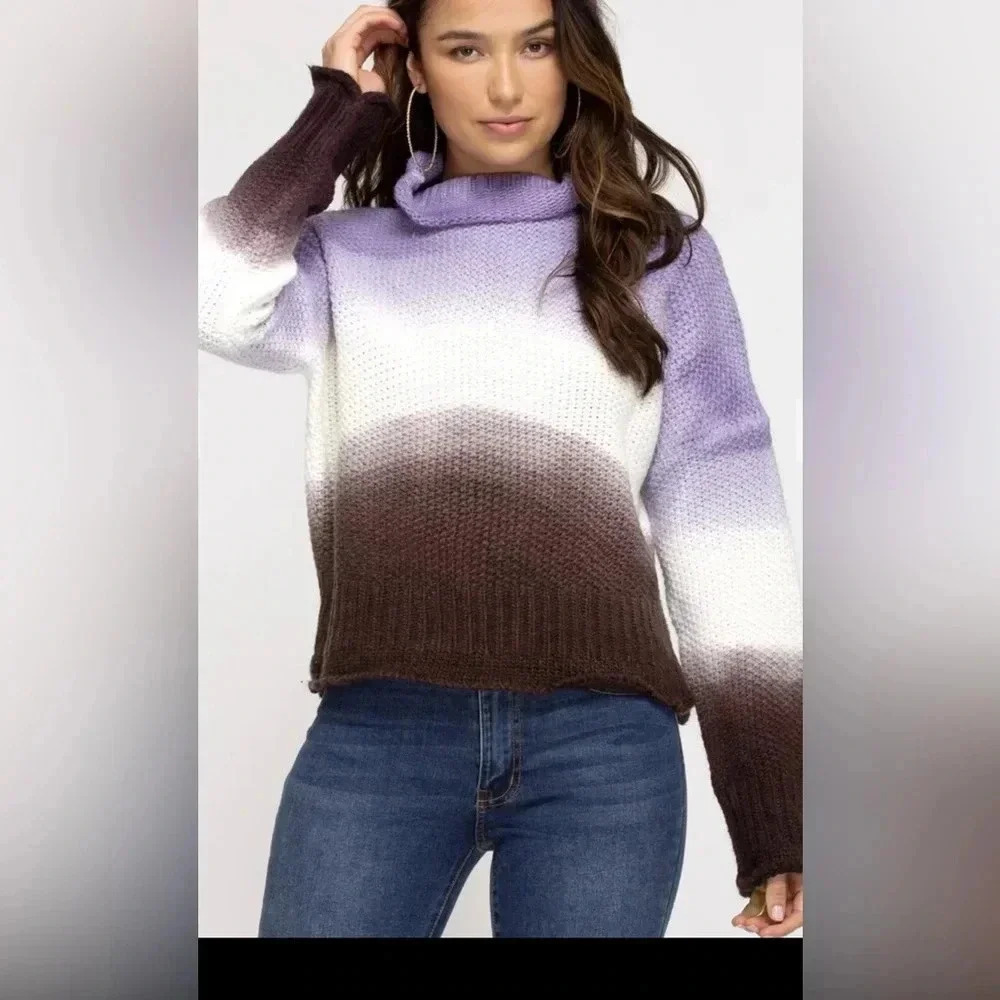 purple sweater she and sky size Medium women’s sweater - Picture 9 of 11
